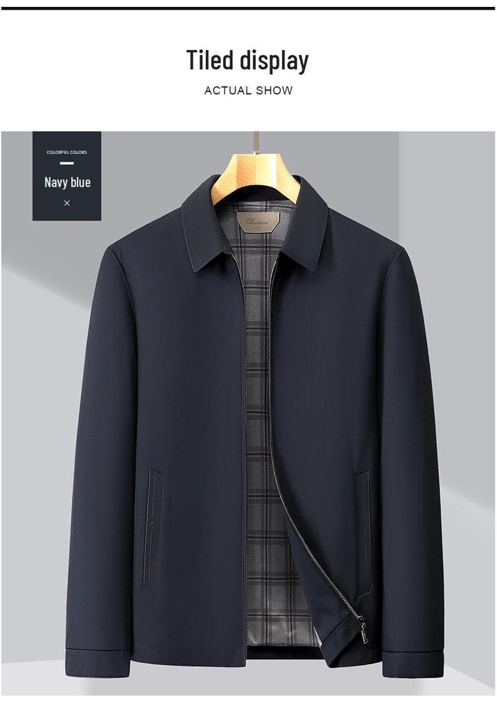 Men's Classic Spring/Autumn Lapel Jacket — Business Casual Dad Style for Young & Middle-Aged Men