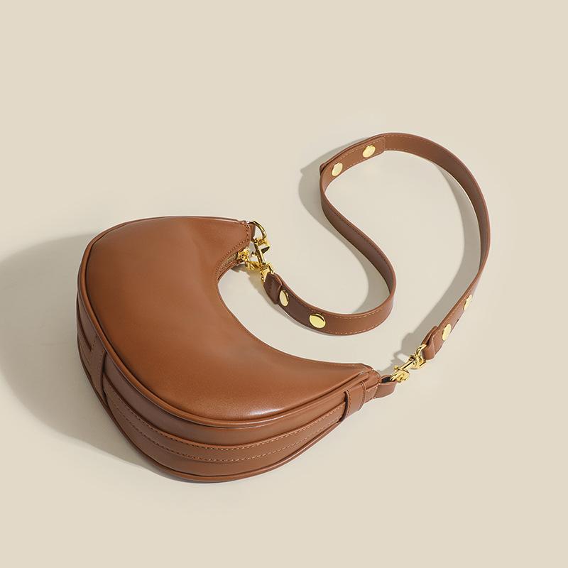 Niche Design Retro Armpit Bag Textured Shoulder Bag Light Luxury Crescent Saddle Bag Versatile Hand Crossbody Bag