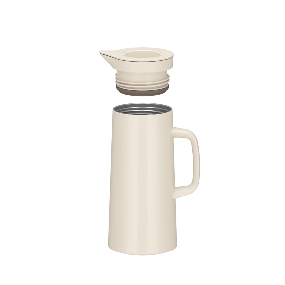 Thermos Stainless Steel Pot 1L White Sand Dishwasher Safe Insulated Pot Tabletop Pot Keeps Food Hot or Cold Wide Mouth Design WHSD TTH-1000