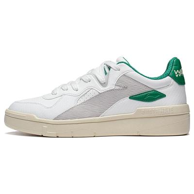 Li Ning We Wo Lite Round Toe Lace-Up Shock Absorbing Wear-Resistant Low-Top Skate Shoes Men Sneaker Beige Green AGCT115-5