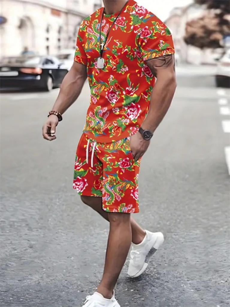 Neuer Mode-Textur 3D-Druck Anzug Herren Übergröße Kleidung Kurzarm Shorts Herren Sportbekleidung Sommer Herren Freizeitanzug