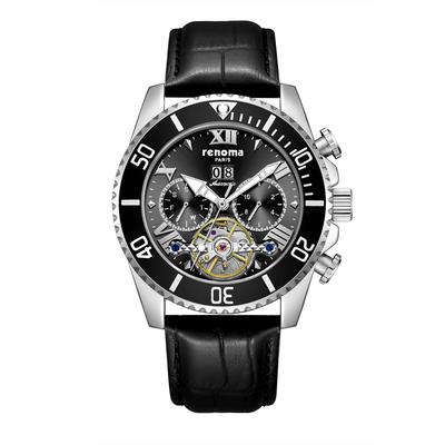 Lenomasigye Re2502Hm Multifunction Automatic Men'S Leather Watch White/Black/Black And Black