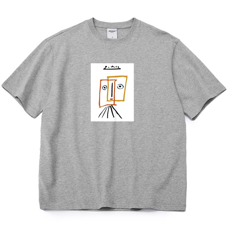 Shellsuning Cartoon Printing T-shirt Women Summer Fashion Casual Simple Short Sleeve 100% Cotton Soft Tees Female Oversized Basic Couple Tops