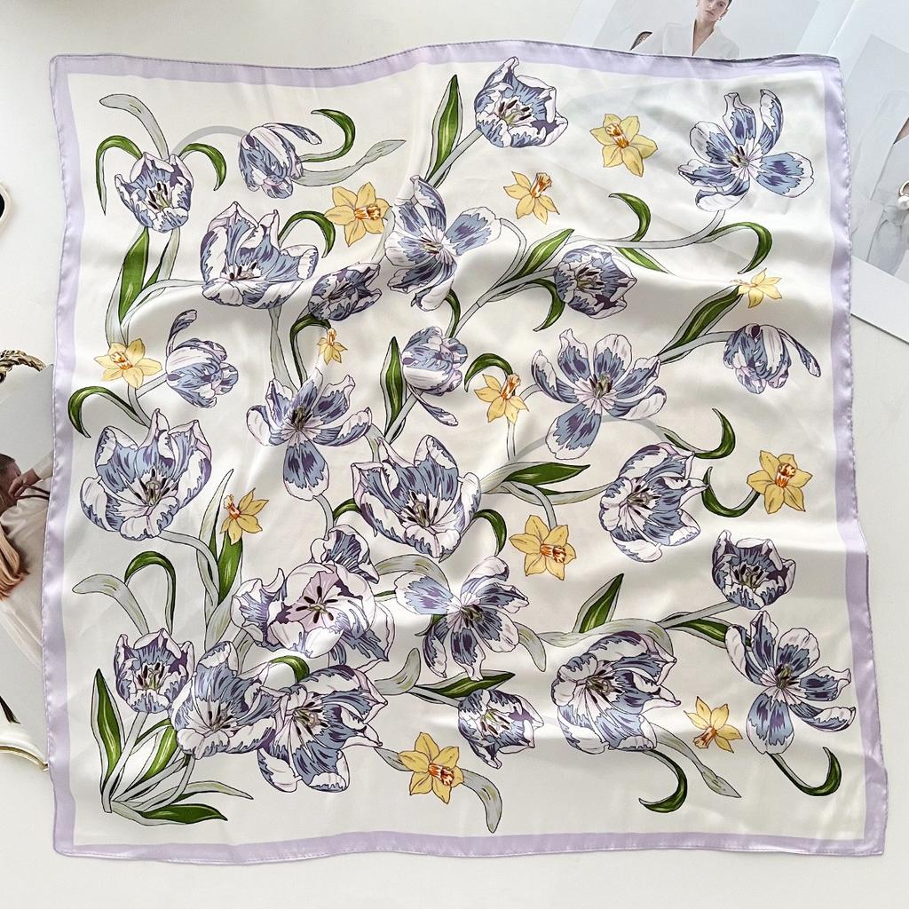Spring and Summer Graffiti Flowers 71 * 71 Square Scarf Travel Sunscreen Headscarf Practical High-end Scarf for Mother