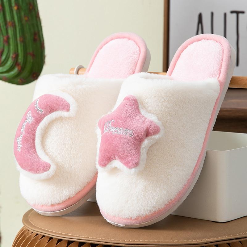 Winter Couple Soft Plush Cotton Slippers Leisure Warm Home Cotton Shoes Large Size 44-45 Lightweight Non-slip Suede Slippers