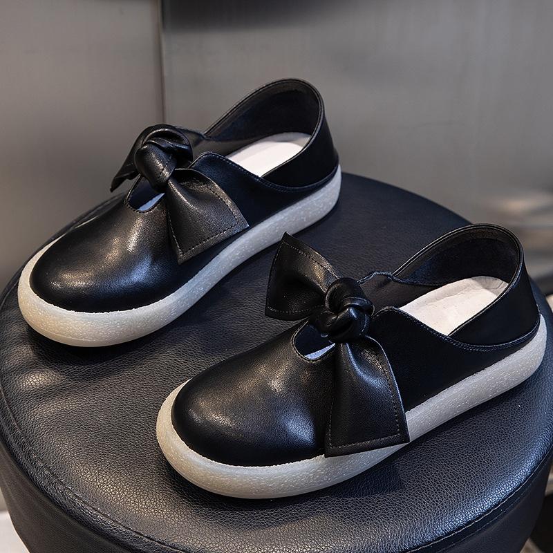 Leather little white shoes women's 2025 new spring sports versatile flat-soled single shoes women's shallow mouth casual one-pedal women's shoes