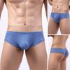 Men Summer Thong Low-rise Ice Silk Ribbed Briefs Solid Color High Elasticity Underwear