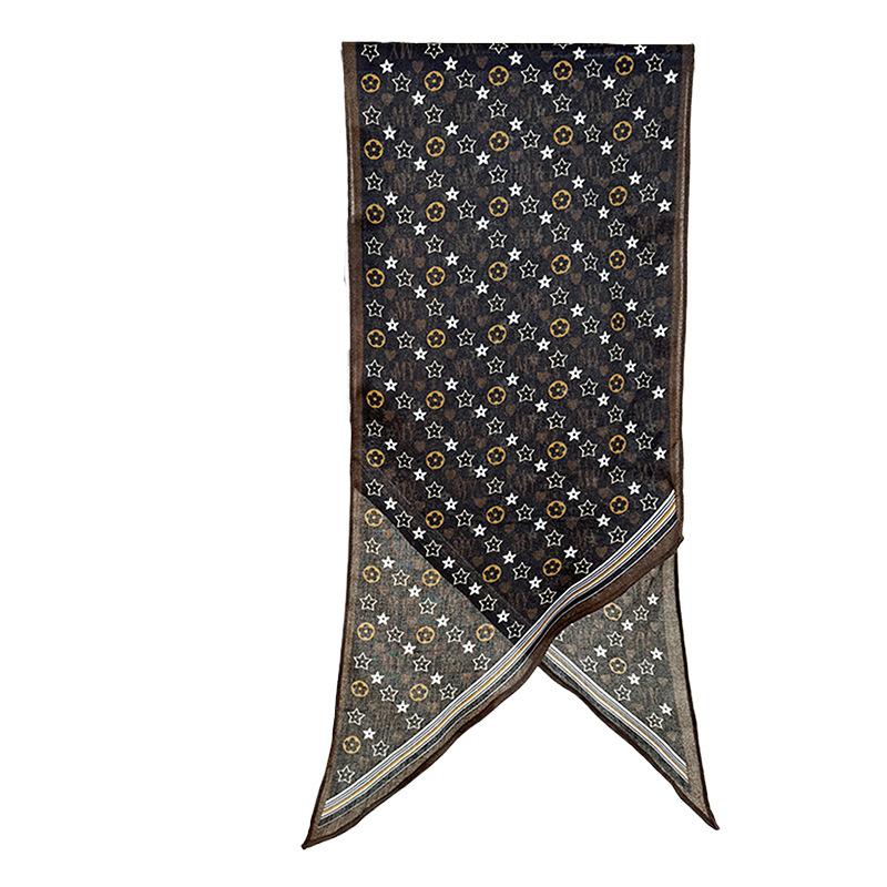 Light Luxury Retro Star Floral Printed Scarf Korean Trendy Design Sense Ladies INS Style Fashionable Thin Shawl