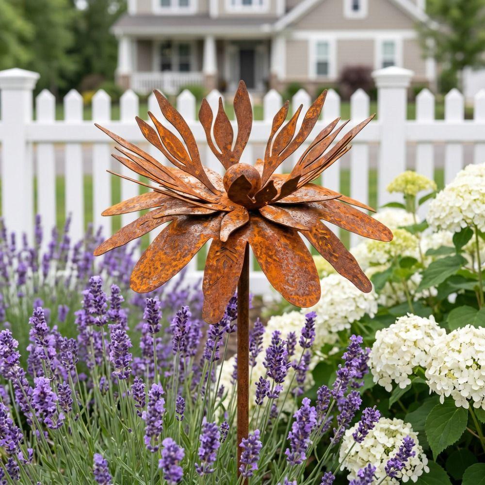 Rust-Resistant Flower Garden Stake Rustic Lawn Ornament Forest Style Flower Decoration Patio