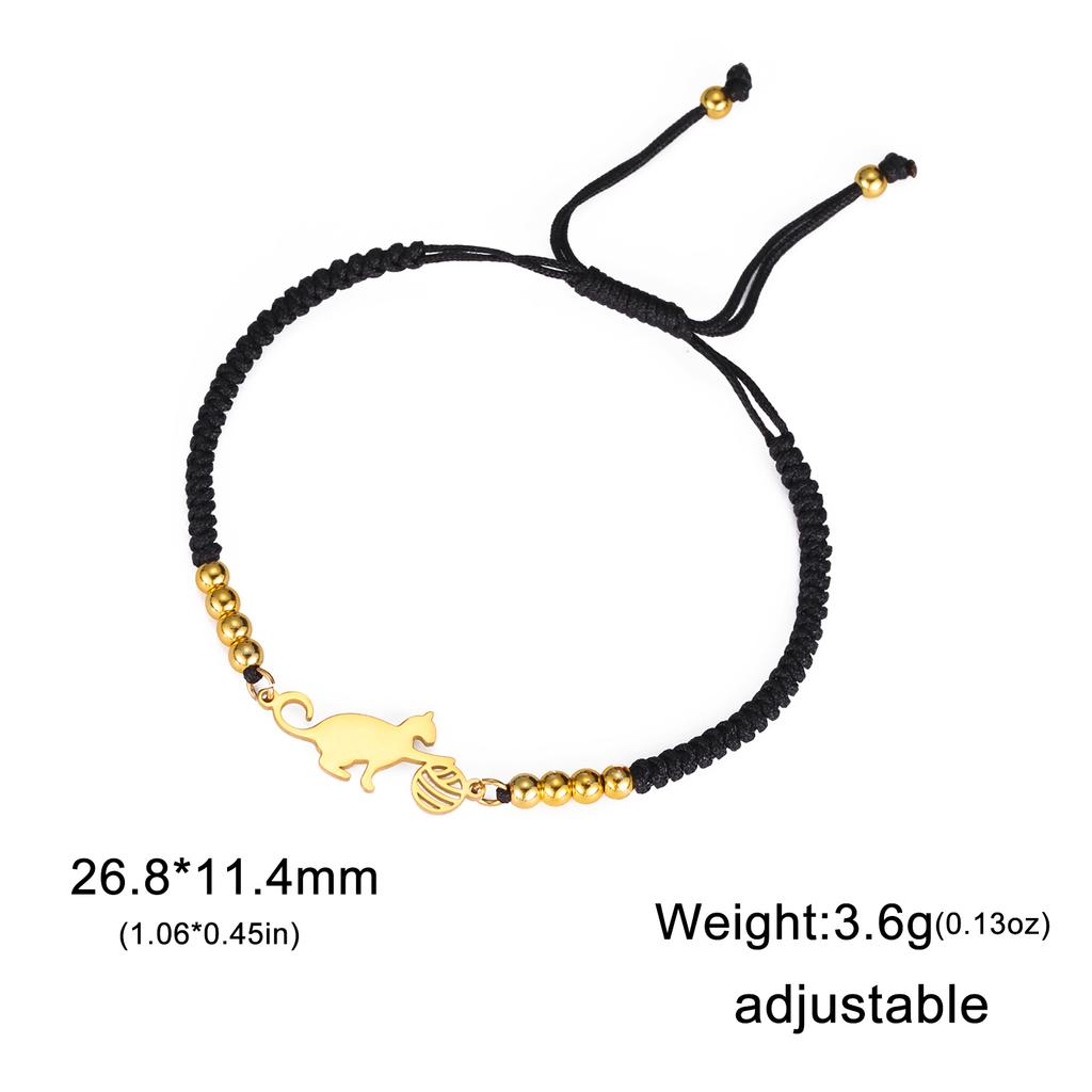 Cazador Cat Playing Ball of Yarn Bracelets for Women Stainless Steel Animal Cute Kitten Charm Bracelet Jewelry Wedding Gift 2026