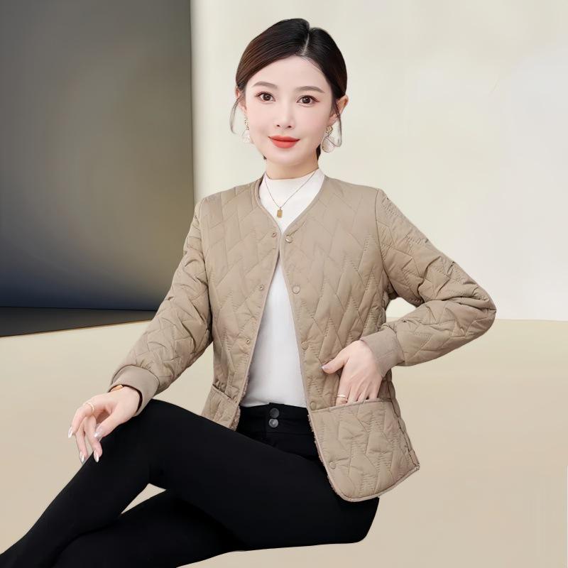 Women's Lightweight Cotton Padded Jacket with Velvet Lining - 2025 Trendy Short Style