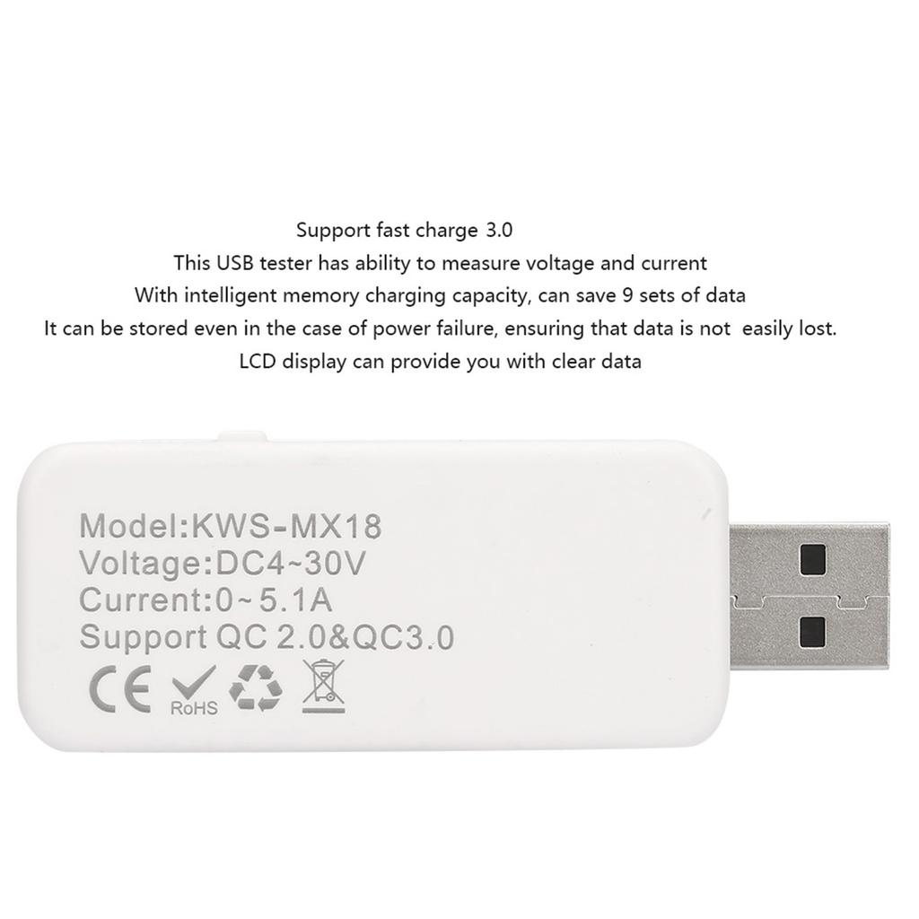 LCD-Anzeige USB-Tester Ladegerätdetektor Digitales Voltmeter Amperemeter Spannungsmessgerät DC4 30V