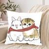 Hand Drawn Cute Cat Pillow Case Pattern Printed Pillowcase For Living Room Sofa Cushion Cover  Bedroom Decor