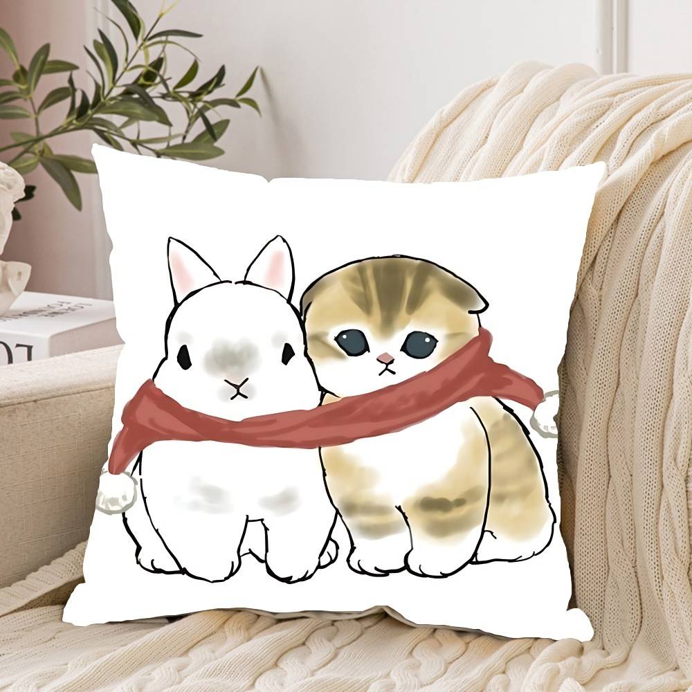 Hand Drawn Cute Cat Pillow Case Pattern Printed Pillowcase For Living Room Sofa Cushion Cover Bedroom Decor