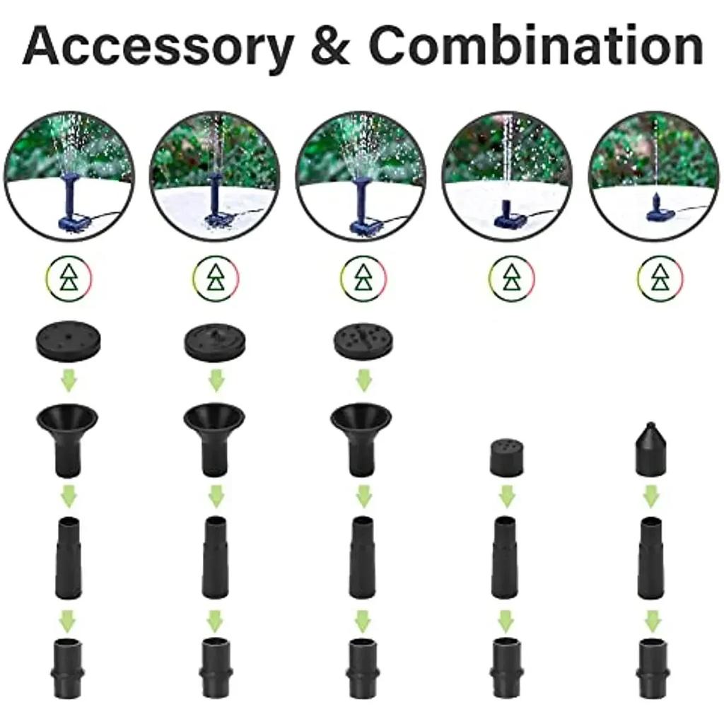 2W Solarbrunnen mit Glas-Solarpanel, Brunnenpumpe, Set für den Außenbereich, für Vogelbad, Teich, Garten, Schwimmbad, Fischtank, Aquarium