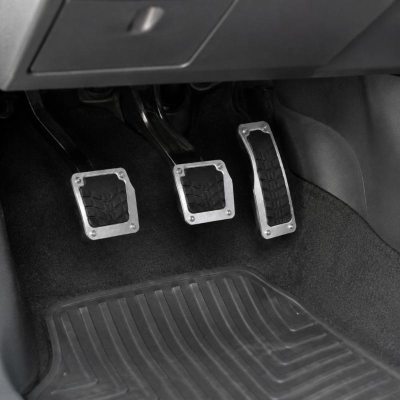 Car Pedal Pads Anti Slip Metal Foot Pad Cover Set for Manual Cars, 3 Piece Non Slip Inserts with Screw Fastened Design for Daily Commuting