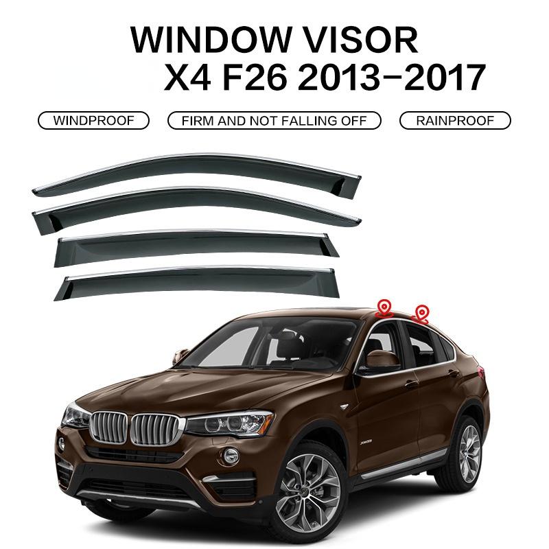 Car Window Visor for BMW X4 F26 G02 Rain Shield Deflectors Awning Trim Cover Exterior Strip Side Chrome Window Trim Accessories