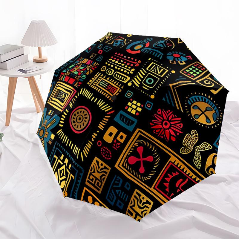 1pc Abstract Patterns Open/Close Folding Umbrella, All- Portable Umbrella for & Men, Stylish Accessory (Holiday Gift) 8-Rib Yy251213152