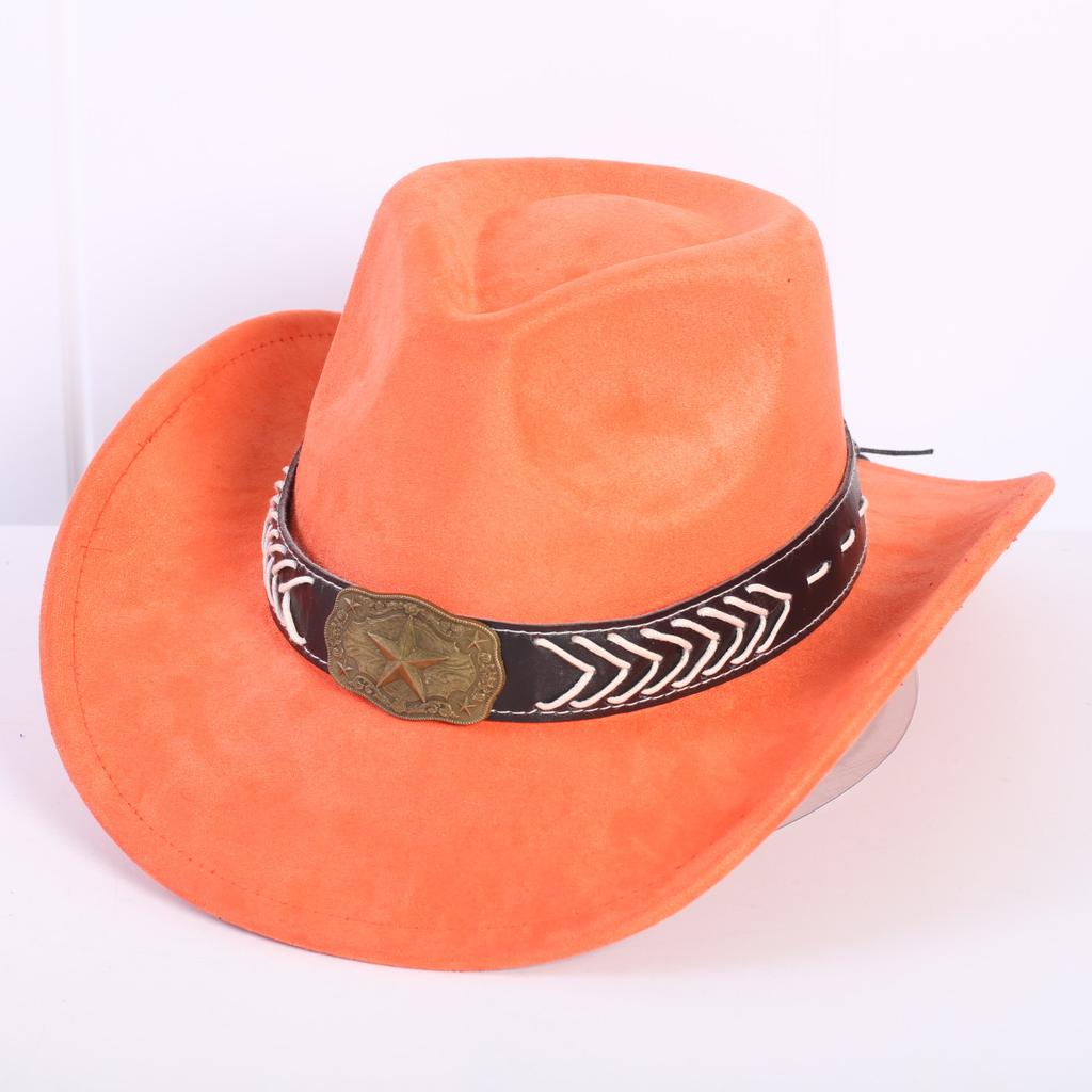 Beliebter europäischer und amerikanischer klassischer Wildleder Western Cowboyhut für Herren und Damen Mode LO Stil Herzförmiger Cowboyhut
