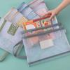 Double-layer Stationery Storage Bag New Transparent Large Capacity File Folders Organizer Bag A4 Cosmetic Makeup Bag