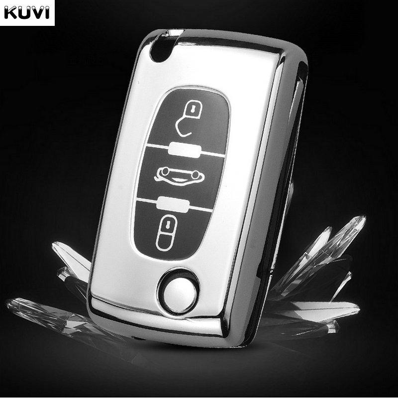 Plating Tpu 2/3 Buttons Car Remote Key Case Cover Shell For Citroen C2 C3 C4 C5 C6 C8 For Peugeot 107 207 307 307S 308 407 607
