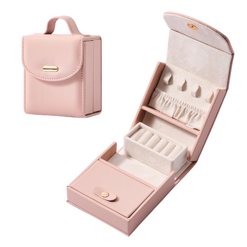 Portable Multifunction Jewelry Box with Layered Compartments for Bracelets and Earrings
