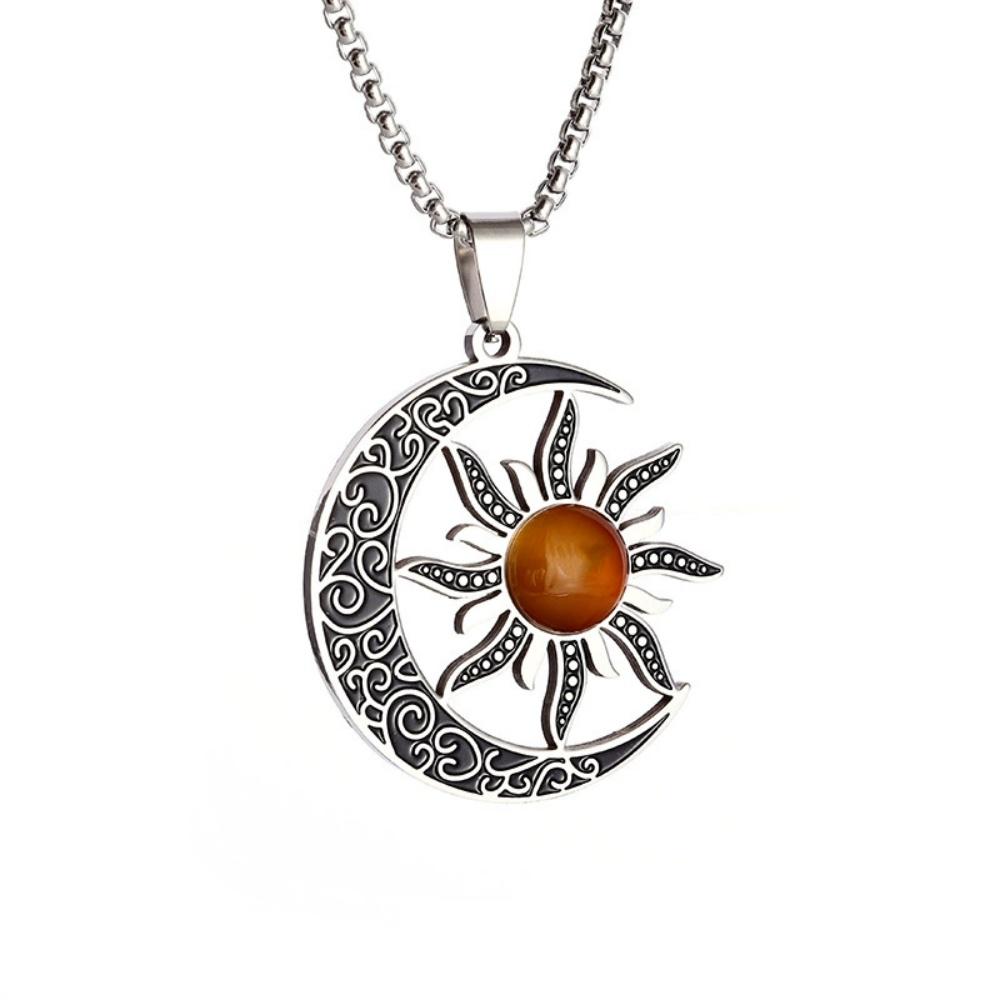 Geometric Hollow round Tree Star Moon Sun Pendant Necklace High-End Sweater Chain Accessory Versatile Personalized Jewelry Gifts