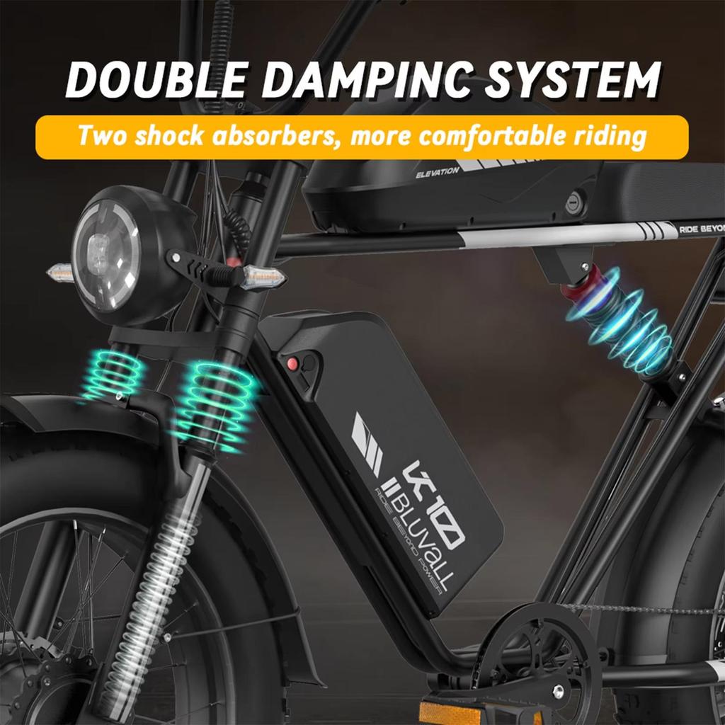 Ny K10 terräng elcykel 2000W dubbelmotor 52V 43Ah dubbelt batteri 20 * 4,0-tums tjockt däck elcykel hydraulisk broms
