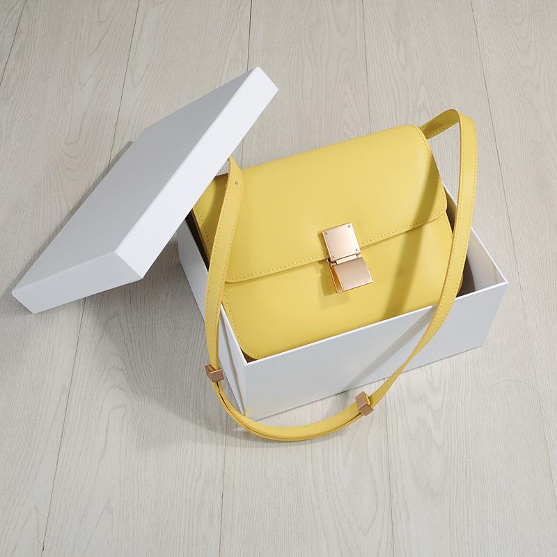 Echtes Leder Tofu Bag Box Retro Rindsleder Neue Modische Kleine Quadratische Tasche Einzelne Schulter Umhängetasche Vielseitige Damentasche