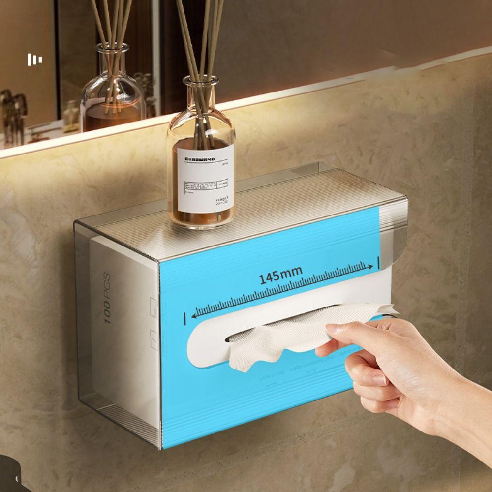 Premium Feel Suction Cup Tissue Box Wall Mounted Toilet Tissue Holder Washcloth Organizer  Home