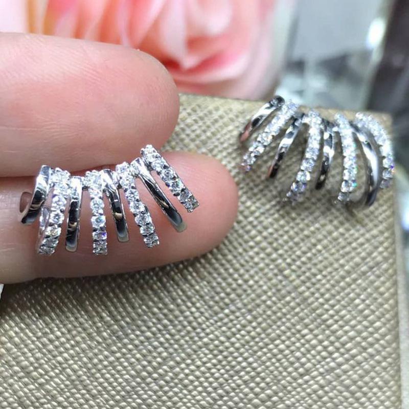 

Серьги-клипсы для знаменитостей, Медные серьги-дуги с цирконом, Изысканные женские изогнутые высококачественные серьги-пусеты