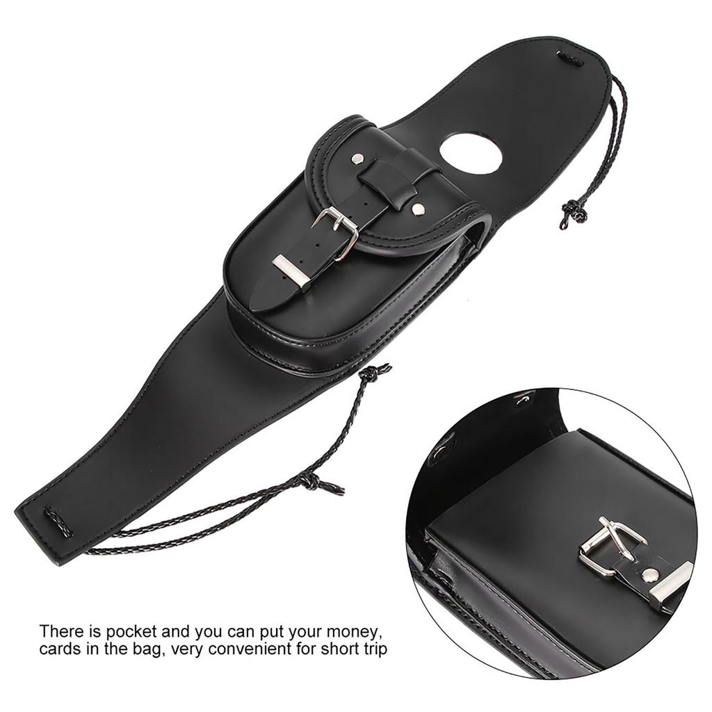 Universal Motorcycle Black PU Leather Fuel Tank Chap Cover Panel with Pouch Bag