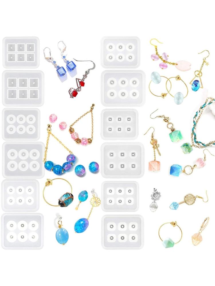 Handmade 12 Pcs/Set DIY Crystal Epoxy Resin Mold Bracelet Necklace Beaded Silicone Mould
