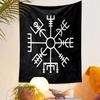 Viking Vegvisir Compass Symbol Design Patterned Tapestry Decorative Wall Hanging, Home Bedroom Living Room Decor