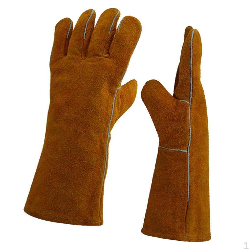 1 Pair of Protective Gloves Welding Gear Welder Protecting Hand Safety Brown