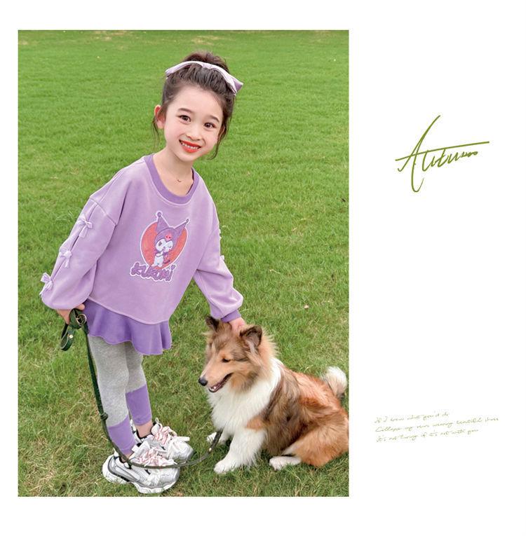 Girls' Toddler Long Sleeve Korean Style Casual Sweatshirt and Dress Set for Spring and Autumn