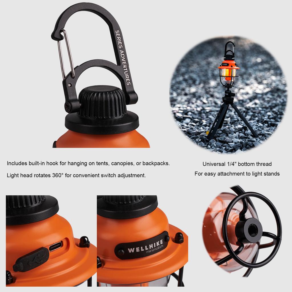 Pinecones Camping Lights with Hook Rechargeable Tent Light IPX4 Waterproof 2000mAh Battery for Outdoor Emergency Fishing Hiking