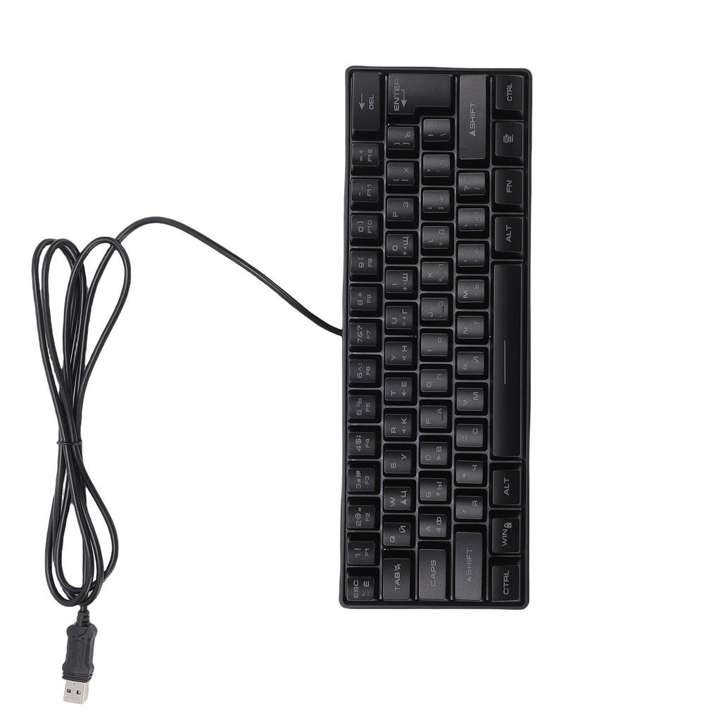 Russische Mechanische Gaming-Tastatur 61 Tasten Kompakt RGB Kabelgebunden Russisch Englisch Tastatur für Arbeit Geschäftsreise