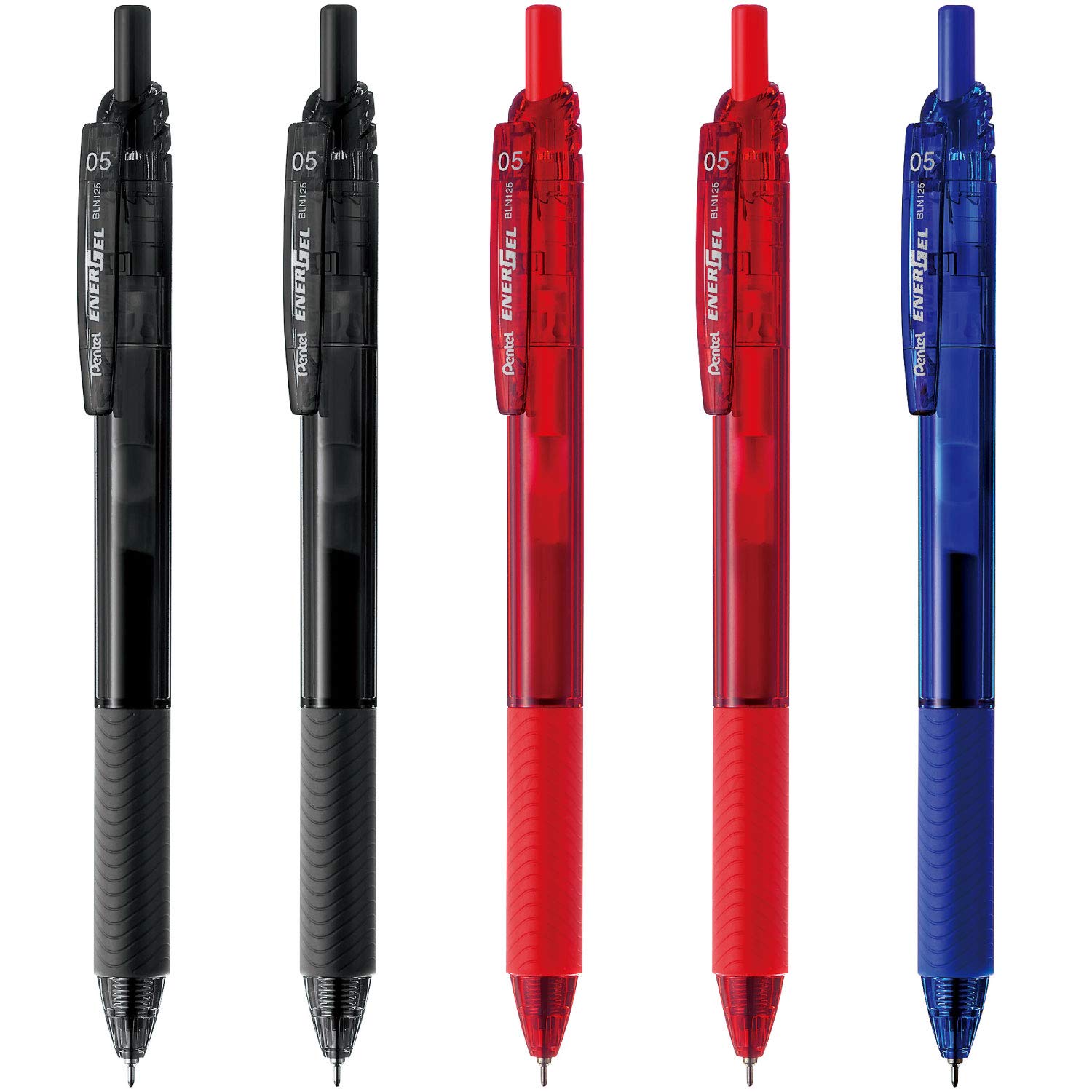 Pentel Ballpoint Pen Gel Ink EnerGel ES 0.5mm BLN125-5AMZ 2 black red 1 blue