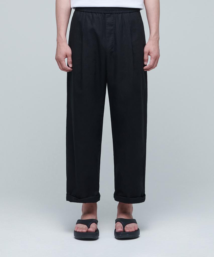 MUSINSA STANDARD Cotton Linen One-Pleat Wide Pants [Black]