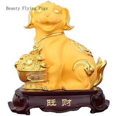 1 Stück Einfaches Chinesisches Tierkreiszeichen Goldener Hund Ornament Modernes Wohnzimmer Büro Heimdekoration Handwerk Einweihungsgeschenk