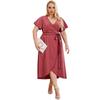 Women’s Plus Size Dresses A Line V Neck  Cardigan Lace Up Oversized Casual Midi Dress Summer Holiday Work Party Night Going Out Wear