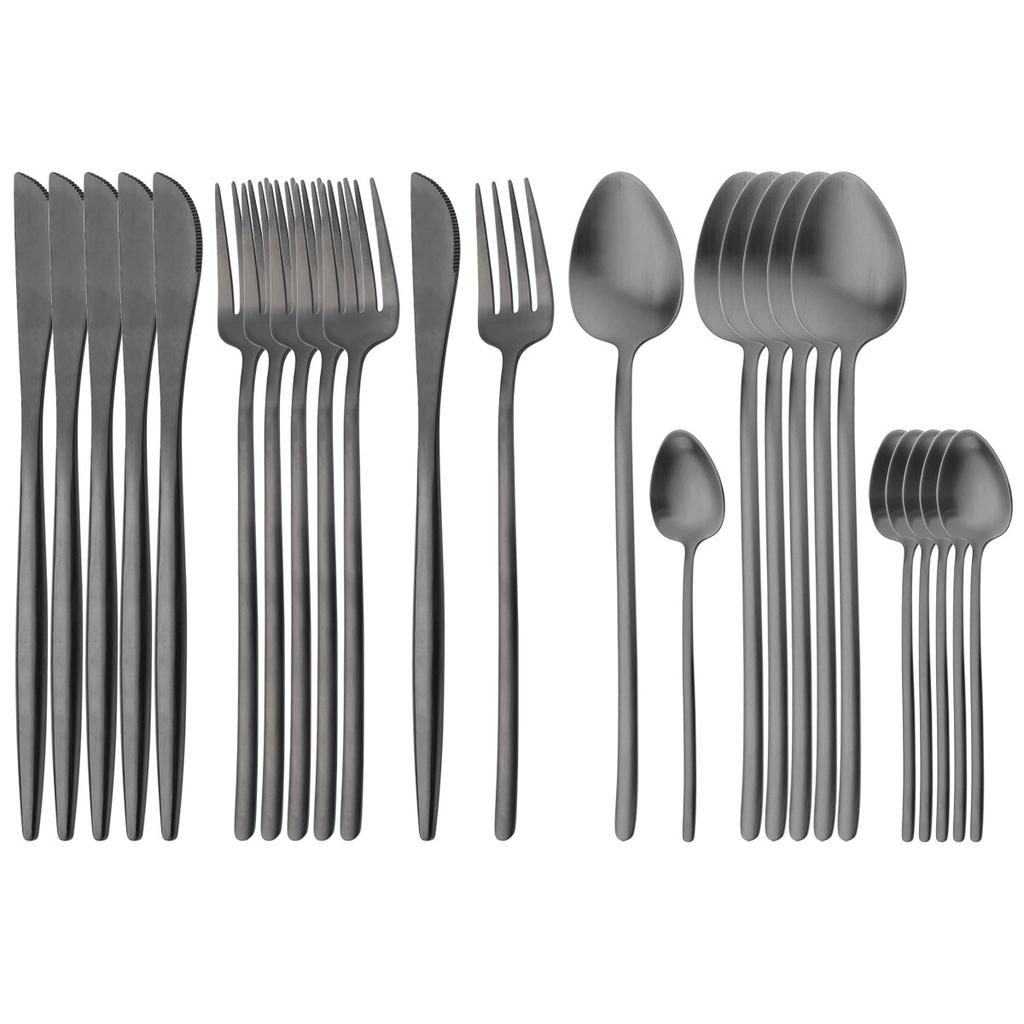 24Pcs Gold Cutlery Set 304 Stainless Steel Dinnerware Set Dinner Knives Forks Coffee Spoon Silverware Kitchen Flatware Tableware