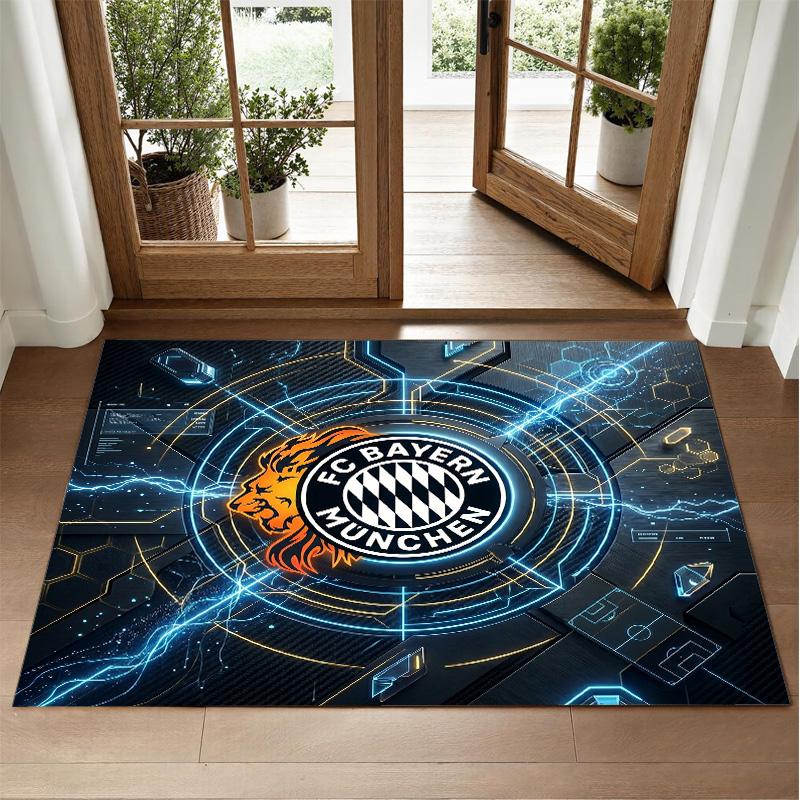 Bayern Munich Design Crystal Velvet Rug Soft Decorative Mat for Bedroom Entrance