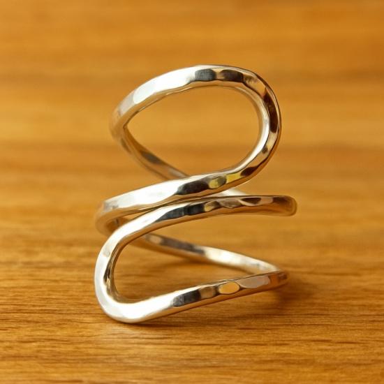 

Современное абстрактное кольцо-обертка, серебро 925 пробы, регулируемое кованое серебряное эффектное кольцо для женщин 12 серебряный