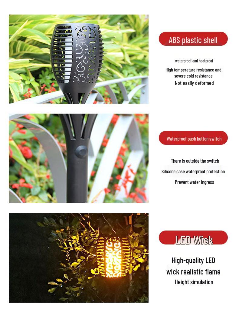 Solar 96LED Outdoor Flame Torch Light for Garden and Lawn