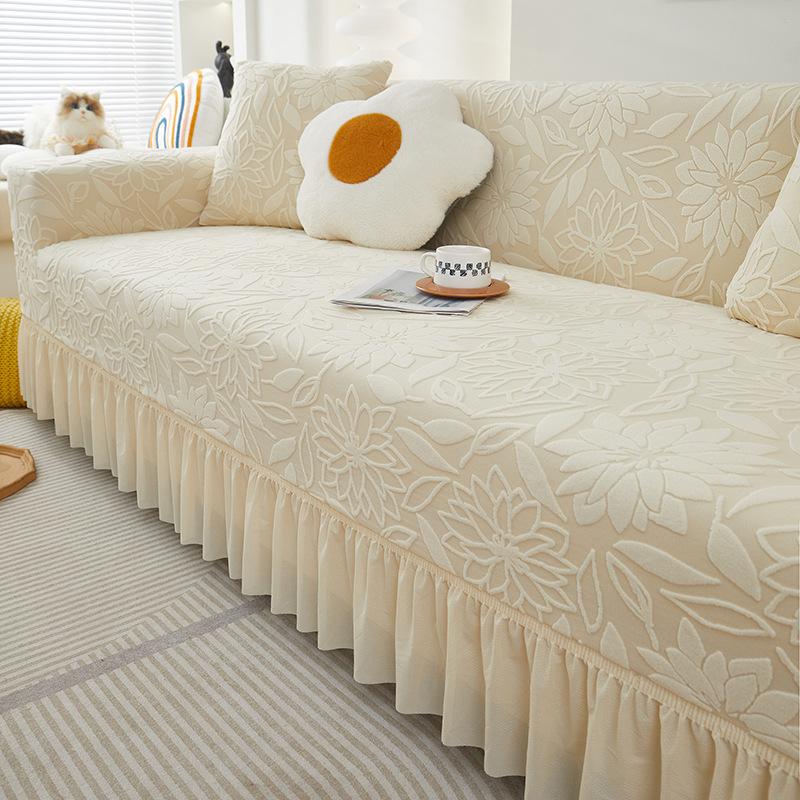 

Camellia Skirt Protection Sofa Cover All-Inclusive Universal Cover Universal Straight Row Sofa Cover Cover Cloth applicable to 70-90cm sofa темно-серого