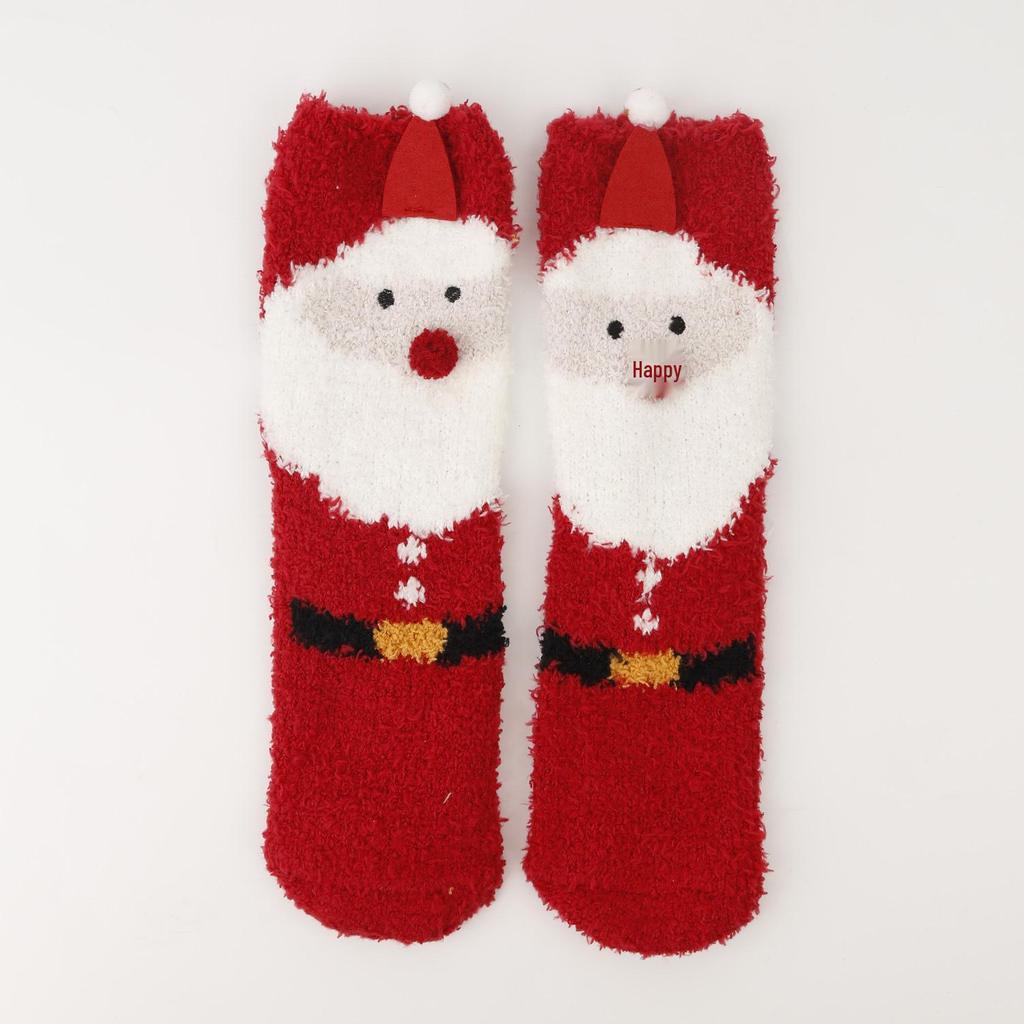 Christmas Cartoon Coral Fleece Sleep Socks - Thickened Velvet-Lined Floor Socks