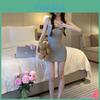 Art Vintage Knit Sleeveless Short Dress With Backless Design For Summer Casual Wear