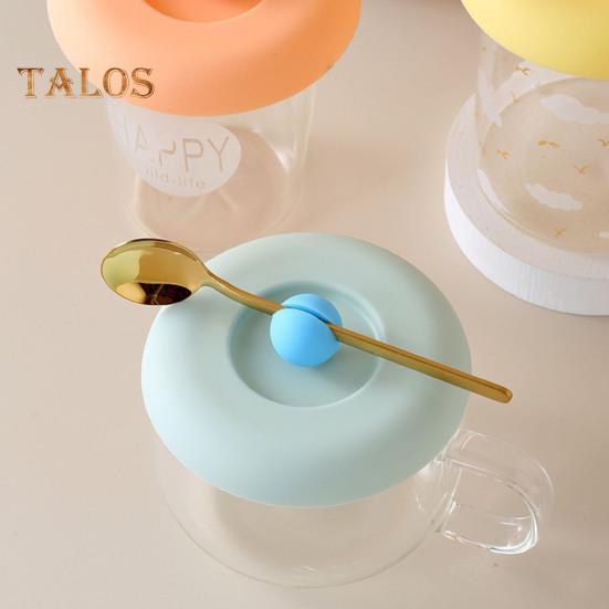Silicone Cup Lid with Ball-shaped Handle Spoon Holder Food Grade Heat Resistant Dustproof Airtight Universal Round Teacup Glass Mug Cover